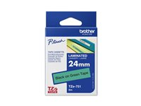 Brother TZe-751 - Svart på grön - Rulle &#40; 2,4 cm x 8 m&#41; 1 kassett&#40;er&#41; bandlaminat - för Brother PT-D600; P-Touch PT-3600, D800, E550, P750, P900, P950; P-Touch Cube Plus PT-P710 TZE751