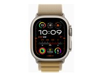 Apple Watch Ultra 2 - 49 mm - naturlig titan - smart klocka med Alpine Loop - textil - brun - bandstorlek: L - 64 GB - LTE, Wi-Fi 4, UWB, Bluetooth - 4G - 61.4 g MX4H3KS/A