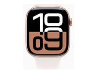 Apple Watch Series 10 (GPS) - 46 mm - guldrosa aluminium - smart klocka med sportband - fluoroelastomer - lätt rouge - bandstorlek: M/L - 64 GB - Wi-Fi 4, UWB, Bluetooth - 36.4 g MWWU3QN/A
