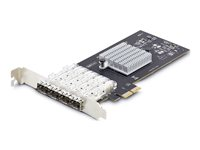 StarTech.com 4-Port GbE SFP Network Card, PCIe 2.0 x2, Intel I350-AM4 4x 1GbE Controller, 1000BASE Copper/Fiber Optic, Quad-Port Gigabit Ethernet NIC, Desktop/Server Backplanes - Windows and Linux Compatible (P041GI-NETWORK-CARD) - Nätverksadapter - PCIe 2.0 x2 - Gigabit SFP x 4 - svart P041GI-NETWORK-CARD