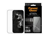 PanzerGlass Ceramic Protection II - Skärmskydd för mobiltelefon - ultrabred passning med EasyAligner - glas - ramfärg svart - för Apple iPhone 17 Pro PG66155