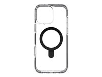 Zagg Santa Cruz Snap - Baksidesskydd för mobiltelefon - med ringstativ - MagSafe-kompatibilitet - grafen - svart, transparent - för Apple iPhone 16 Pro Max 702315504