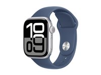 Apple Watch Series 10 (GPS) - 42 mm - silveraluminium - smart klocka med sportband - fluoroelastomer - denim - bandstorlek: S/M - 64 GB - Wi-Fi 4, UWB, Bluetooth - 30 g MWWA3QN/A