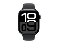 Apple Watch Series 10 (GPS + Cellular) - 46 mm - jet black aluminium - smart klocka med sportband - fluoroelastomer - svart - bandstorlek: M/L - 64 GB - LTE, Wi-Fi 4, UWB, Bluetooth - 4G - 35.3 g MWY43QN/A