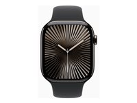 Apple Watch Series 10 (GPS + Cellular) - 46 mm - jet black aluminium - smart klocka med sportband - fluoroelastomer - svart - bandstorlek: S/M - 64 GB - LTE, Wi-Fi 4, UWB, Bluetooth - 4G - 35.3 g MWY33QN/A