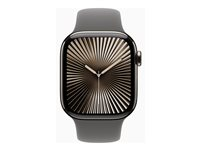 Apple Watch Series 10 (GPS + Cellular) - 42 mm - naturlig titan - smart klocka med sportband - fluoroelastomer - klippgrå - bandstorlek: S/M - 64 GB - LTE, Wi-Fi 4, UWB, Bluetooth - 4G - 34.4 g MWXD3QN/A