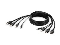 Belkin Secure KVM Combo Cable - Video/USB/ljud-kabel - TAA-kompatibel - USB, minijack, HDMI (hane) till USB typ B, minijack, HDMI (hane) - 3.05 m - passiv, stöd för 4K - svart F1DN2CCBL-HH10T