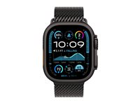 Apple Watch Ultra 2 - 49 mm - svart titan - smart klocka med milanesisk loop - bandstorlek: M - 64 GB - LTE, Wi-Fi 4, UWB, Bluetooth - 4G - 61.8 g MX5U3KS/A