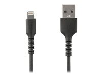 StarTech.com 2m tålig svart USB-A till Blixtkabel - Tungt, robust aramifiber USB typ A till Blixtladdare/synkron strömsladd - Apple MFi-certifierad iPad/iPhone 12 - Lightning-kabel - USB hane rak till Lightning hane rak - 2 m - dubbelt skärmad - svart RUSBLTMM2MB
