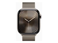 Apple Watch Series 10 (GPS + Cellular) - 46 mm - naturlig titan - smart klocka med milanesisk loop - nät av rostfritt stål - naturlig - bandstorlek: S/M - 64 GB - LTE, Wi-Fi 4, UWB, Bluetooth - 4G - 41.7 g MC7Q4QN/A