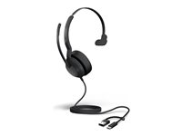 Jabra Evolve2 50 MS Mono - Headset - på örat - kabelansluten - aktiv brusradering - USB-C, USB-A - Certifierad för Microsoft-teams 25089-899-799