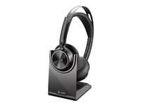 Poly Voyager Focus 2 - Headset - på örat - Bluetooth - trådlös - aktiv brusradering - USB-C via Bluetooth-adapter - svart - Zoomcertifierad, Certifierad för Microsoft-teams 9T9J4AA#AC3