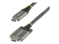 StarTech.com 1 m sidoskruvlåsande USB C-kabel 10 Gbps - USB-IF-certifierad USB-C-kabel - USB 3.1/3.2 Gen 2 Type-C kabel - 100 W (5 A) Power Delivery-laddning, DP alt-läge - Dubbel skruvlåsning - USB-C-kabel ladda/synkronisera - USB-kabel - 24 pin USB-C (hane) rakt/lockande till 24 pin USB-C (hane) rak - USB 3.2 Gen 2 / DisplayPort 1.4 /Thunderbolt 3 - 1 m - stöd för 4K - grå, svart USB31CCSLKV1M
