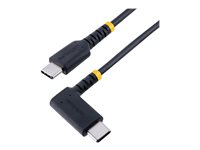 StarTech.com 1ft (30cm) USB C Charging Cable Right Angle, 60W PD 3A, Heavy Duty Fast Charge USB-C Cable, USB 2.0 Type-C, Durable and Rugged Aramid Fiber, S20/iPad/Pixel - High Quality USB Charging Cord (R2CCR-30C-USB-CABLE) - USB-kabel - 24 pin USB-C (hane) rak till 24 pin USB-C (hane) högervinklad - USB 2.0 - 3 A - 30 cm - svart R2CCR-30C-USB-CABLE