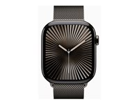 Apple Watch Series 10 (GPS + Cellular) - 46 mm - skiffer titan - smart klocka med milanesisk loop - nät av rostfritt stål - skiffer - bandstorlek: S/M - 64 GB - LTE, Wi-Fi 4, UWB, Bluetooth - 4G - 41.7 g MC7R4QN/A