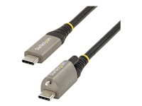 StarTech.com 1 m toppskruvlåsande USB C-kabel 10 Gbit/s - USB 3.1/3.2 Gen 2 Type-C kabel - 100W (5A) Power Delivery-laddning, DP alt-läge - Enkel skruvlåsning - USB-C-kabel ladda/synkronisera - USB-kabel - 24 pin USB-C (hane) rakt/lockande till 24 pin USB-C (hane) rak - USB 3.2 Gen 2 / DisplayPort 1.4 /Thunderbolt 3 - 1 m - stöd för 8K - grå, svart USB31CCTLKV1M