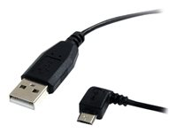StarTech.com 1 ft. (0.3 m) USB to Micro USB Cable - USB 2.0 A to Left Angle Micro B - Black - Micro USB Cable (UUSBHAUB1LA) - USB-kabel - USB (hane) till mikro-USB typ B (hane) - USB 2.0 - 30 cm - vänstervinklad kontakt, 90° anslutning - svart - för P/N: USB2PCARBK, USB2PCARBKS, USBEXTAA10BK, USBEXTAA6BK, USBLT2PCARW, USBUB2PCARB UUSBHAUB1LA