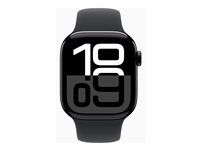Apple Watch Series 10 (GPS + Cellular) - 42 mm - jet black aluminium - smart klocka med sportband - fluoroelastomer - svart - bandstorlek: S/M - 64 GB - LTE, Wi-Fi 4, UWB, Bluetooth - 4G - 29.3 g MWX63QN/A