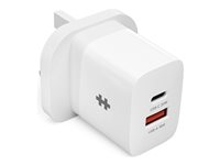 HyperJuice - Strömadapter - 3.1 A - PD - 2 utdatakontakter (USB, 24 pin USB-C) - vit - Storbritannien HJ205UK