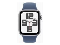 Apple Watch SE (GPS + Cellular) - 2a generation - 44 mm - silveraluminium - smart klocka med sportband - fluoroelastomer - denim - bandstorlek: S/M - 32 GB - LTE, Wi-Fi 4, Bluetooth - 4G - 33 g MXGP3QN/A
