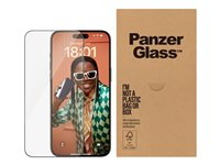 PanzerGlass - Skärmskydd för mobiltelefon - ultrabred passning - glas - ramfärg svart - för Apple iPhone 15 Pro Max BULK2812