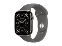 Apple Watch Series 11 (GPS + Cellular) - 46 mm - naturlig titan - smart klocka med sportband - fluoroelastomer - klippgrå - bandstorlek: S/M - 64 GB - Bluetooth, LTE, Wi-Fi 4, UWB - 5G - 43.1 g MFCW4QN/A