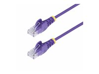 StarTech.com 15m Purple Slim CAT6 Ethernet Cable, Snagless, 28AWG, LSZH - Patch-kabel - RJ-45 (hane) till RJ-45 (hane) - 15 m - 3.6 mm - UTP - CAT 5/5e/6 - IEEE 802.3bt - halogenfri, hakfri, koppartrådar - lila N6PAT15MPLS
