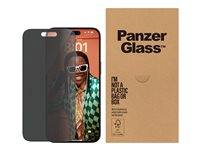 PanzerGlass Privacy - Skärmskydd för mobiltelefon - ultrabred passning med EasyAligner - glas - med sekretessfilter - ramfärg svart - för Apple iPhone 15 Pro Max BULKP2812