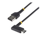 StarTech.com 6in (15cm) USB A to C Charging Cable Right Angle, Heavy Duty Fast Charge USB-C Cable, USB 2.0 A to Type-C, Durable and Rugged Aramid Fiber, 3A, S20/iPad/Pixel - High Quality Short USB Charging Cord (R2ACR-15C-USB-CABLE) - USB-kabel - USB (hane) rak till USB-C (hane) högervinklad - Thunderbolt 3 / USB 2.0 - 3 A - 15 cm - svart R2ACR-15C-USB-CABLE