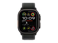 Apple Watch Ultra 2 - 49 mm - svart titan - smart klocka med Trail Loop - nylonväv - svart - bandstorlek: S/M - 64 GB - LTE, Wi-Fi 4, UWB, Bluetooth - 4G - 61.8 g MX4U3KS/A