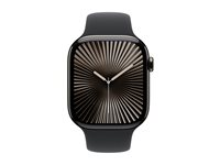 Apple Watch Series 10 (GPS + Cellular) - 46 mm - skiffer titan - smart klocka med sportband - fluoroelastomer - svart - bandstorlek: M/L - 64 GB - LTE, Wi-Fi 4, UWB, Bluetooth - 4G - 41.7 g MWYE3QN/A