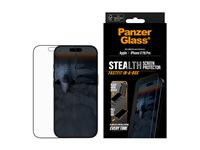 PanzerGlass Stealth - Skärmskydd för mobiltelefon - ultra-bred passform med FASTFIT IN-A-BOX - glas - ramfärg svart - för Apple iPhone 16 Pro, 17 PG54911