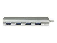 StarTech.com Bärbar USB 3.0-hubb med 4 portar och inbyggd kabel - Hubb - 4 x SuperSpeed USB 3.0 ST43004UA