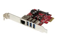 StarTech.com PCI Express USB 3.0-kort med 3 portar + Gigabit Ethernet - Nätverks-/USB-adapter - PCIe 2.0 låg profil - USB 3.0 x 3 + 1000Base-T x 1 PEXUSB3S3GE