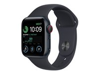 Apple Watch SE (GPS + Cellular) - 2a generation - 40 mm - midnattsaluminium - smart klocka med sportband - fluoroelastomer - midnatt - bandstorlek: standard - 32 GB - Wi-Fi, LTE, Bluetooth - 4G - 27.8 g MNPL3DH/A
