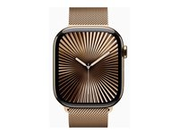 Apple Watch Series 10 (GPS + Cellular) - 46 mm - guld titan - smart klocka med milanesisk loop - nät av rostfritt stål - guld - bandstorlek: S/M - 64 GB - LTE, Wi-Fi 4, UWB, Bluetooth - 4G - 41.7 g MC7T4QN/A