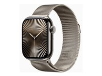 Apple Watch Series 10 (GPS + Cellular) - 42 mm - naturlig titan - smart klocka med milanesisk loop - nät av rostfritt stål - naturlig - handledsstorlek: 130-180 mm - 64 GB - LTE, Wi-Fi 4, UWB, Bluetooth - 4G - 34.4 g MWXF3QN/A