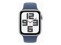 Apple Watch SE (GPS) - 2a generation - 44 mm - silveraluminium - smart klocka med sportband - fluoroelastomer - denim - bandstorlek: S/M - 32 GB - Wi-Fi 4, Bluetooth - 32.9 g MXEQ3QN/A