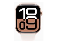 Apple Watch Series 10 (GPS + Cellular) - 46 mm - guld titan - smart klocka med sportband - fluoroelastomer - starlight - bandstorlek: M/L - 64 GB - LTE, Wi-Fi 4, UWB, Bluetooth - 4G - 41.7 g MWYY3QN/A