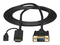 StarTech.com HDMI till VGA aktiv konverteringskabel på 91 cm – HDMI till VGA adapter – 1920x1200 eller 1080p - Adapterkabel - HDMI, Mikro-USB typ B (endast ström) till HD-15 (VGA) hane - 1 m - svart - aktiv, 1920 x 1200 (WUXGA) stöd HD2VGAMM3