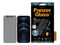 PanzerGlass Black & Case Friendly Privacy - Skärmskydd för mobiltelefon - glas - med sekretessfilter - svart - för Apple iPhone 12 Pro Max P2715